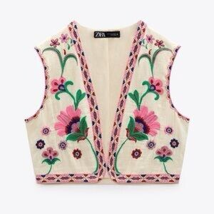 Zara Multicolor Embroidered Vest